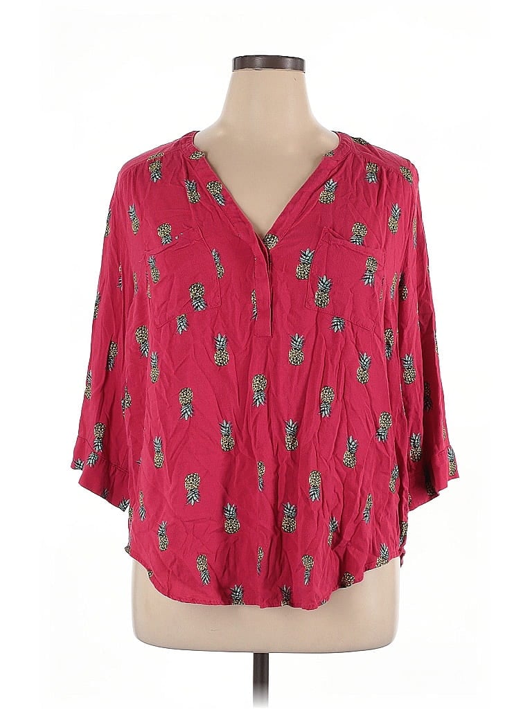Pre-owned Torrid 3/4 Sleeve Blouse In Red