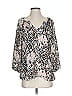 Joie 100% Silk Animal Print Silver Brown 3/4 Sleeve Silk Top Size XS - photo 1