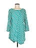 Ruby Rd. Stripes Teal Blue 3/4 Sleeve T-Shirt Size M - photo 1