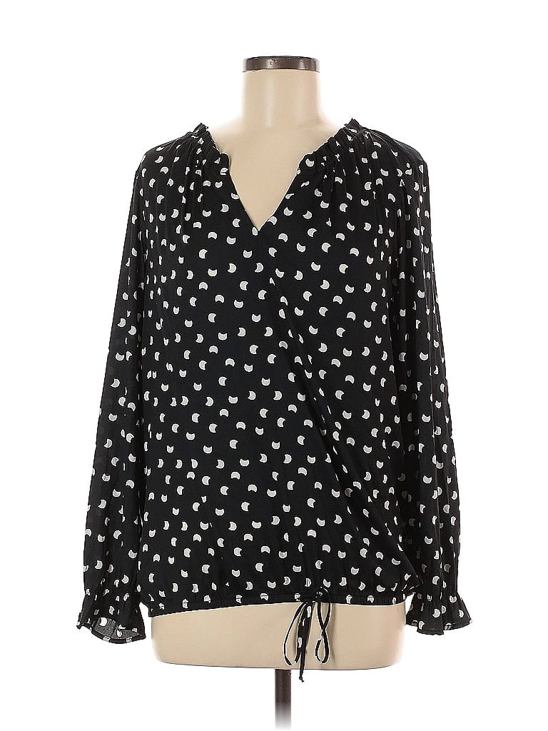 Pre-owned Left Coast By Dolan Long Sleeve Blouse In Black