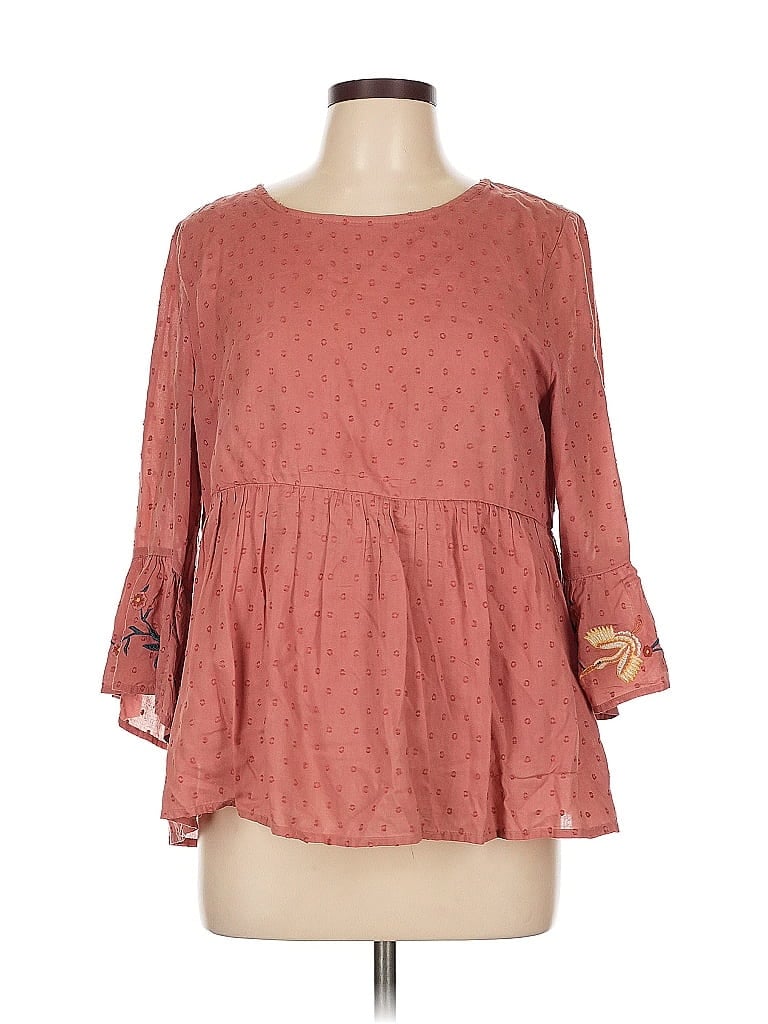 Blue Rain 100% Rayon Pink 3/4 Sleeve Blouse Size L - photo 1