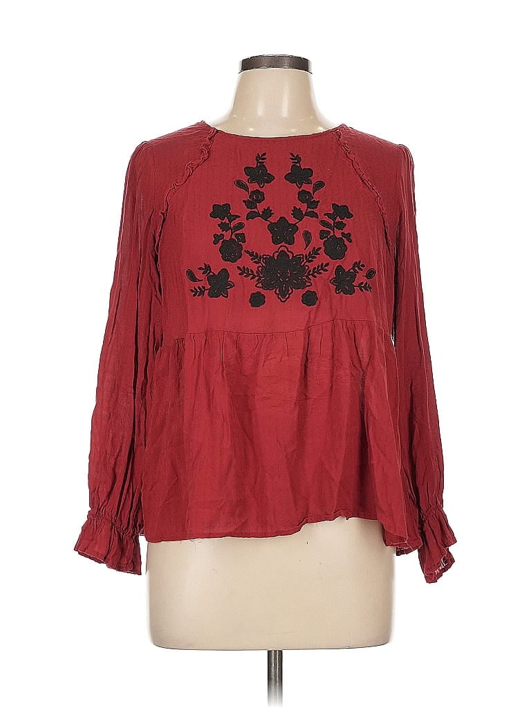 Blue Rain 100% Rayon Burgundy Long Sleeve Blouse Size L - photo 1