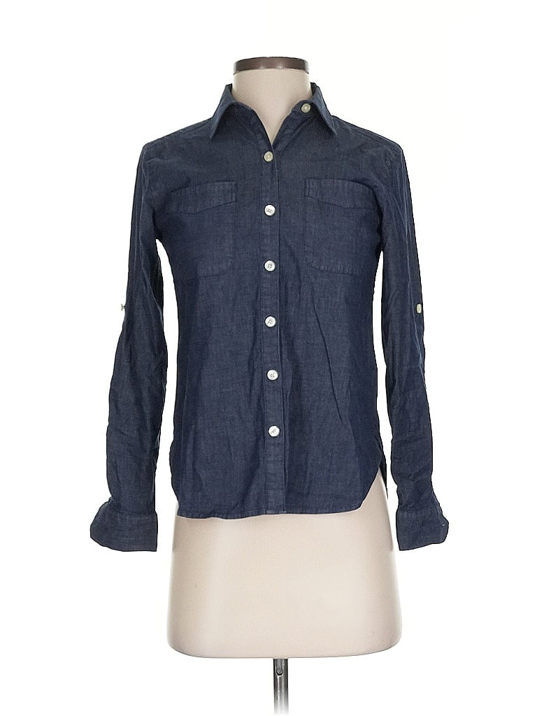 Pre-owned Ann Taylor Long Sleeve Button Down Shirt In Blue