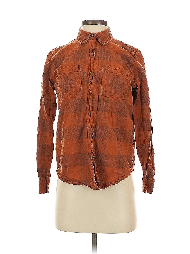 Pre-owned Universal Thread Long Sleeve Button Down Shirt In Brown