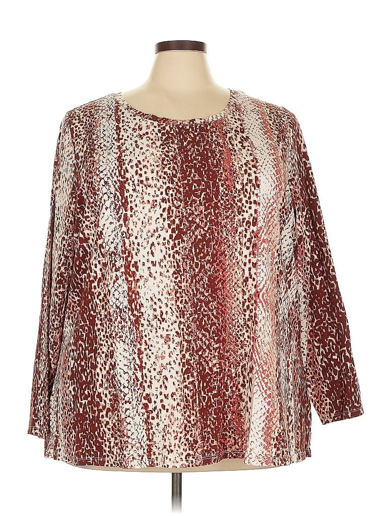 Belle By Kim Gravel Burgundy 3/4 Sleeve T-Shirt Size 3X - photo 1