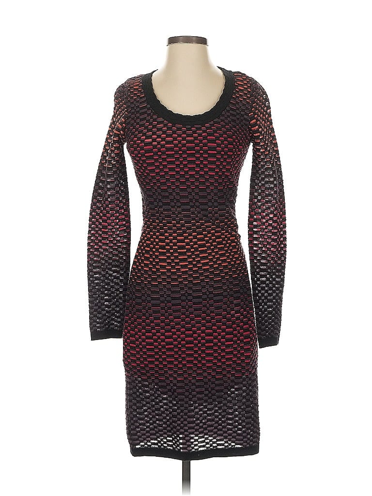 M Missoni 100% Polyester Chevron-herringbone Burgundy Black Cocktail Dress Size EU (IT) 38 / US 2 - photo 1