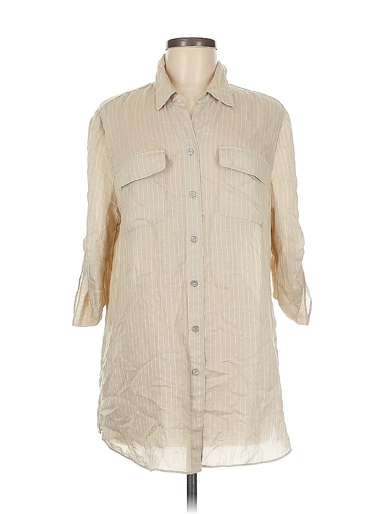 Click to view more detailed imagery on our partner's website Pre-owned Chico's 3/4 Sleeve Button Down Shirt In Brown