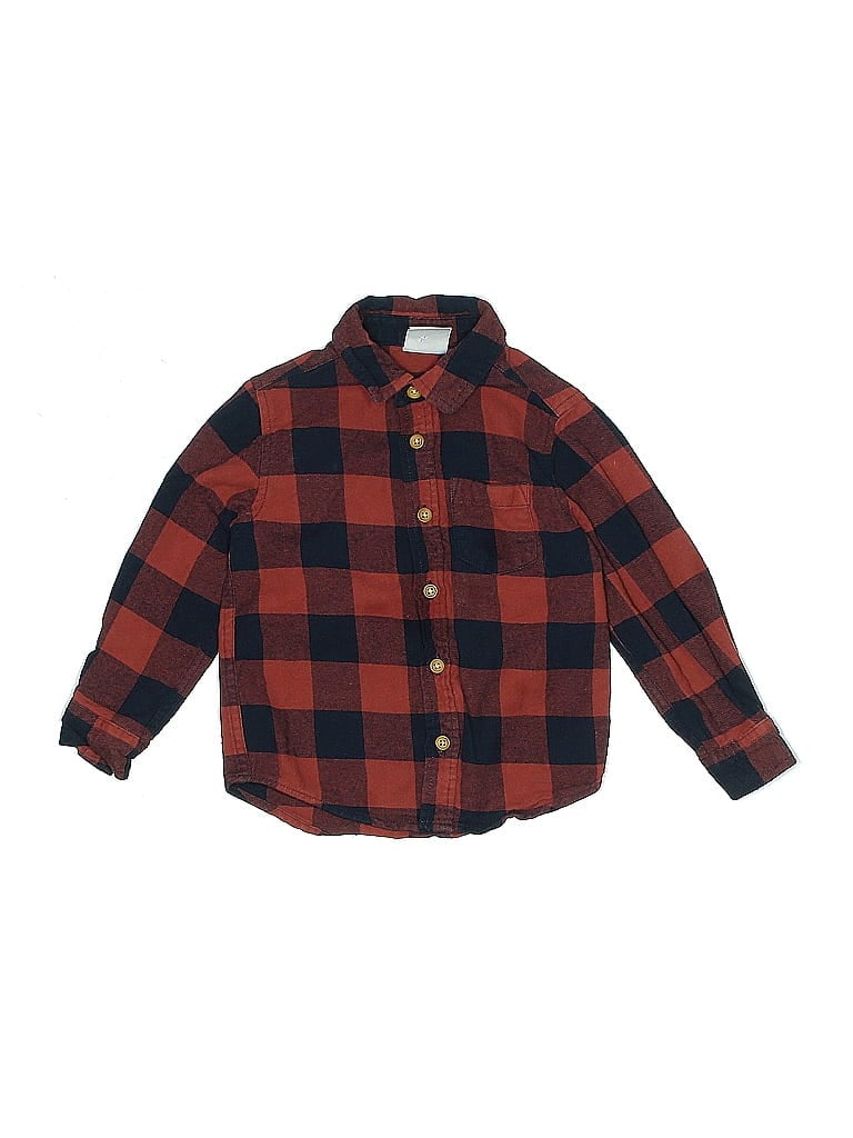 Wrangler Jeans Co 100% Cotton Plaid Burgundy Long Sleeve Button-Down Shirt Size 3T - photo 1