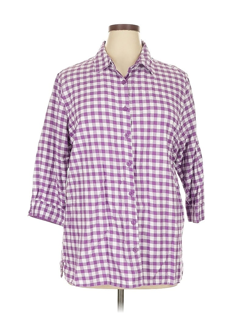 Pre-owned Serengeti 3/4 Sleeve Button Down Shirt In Purple