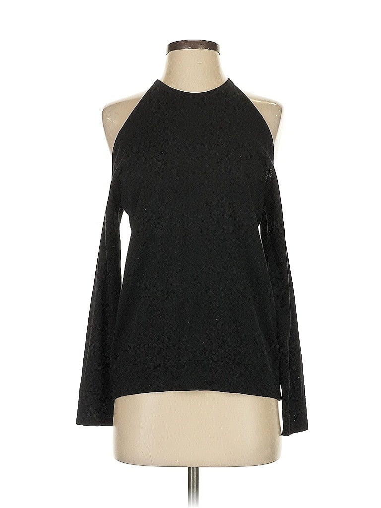 Pre-owned Theory Long Sleeve Top Black Cold Shoulder Neckline Tops