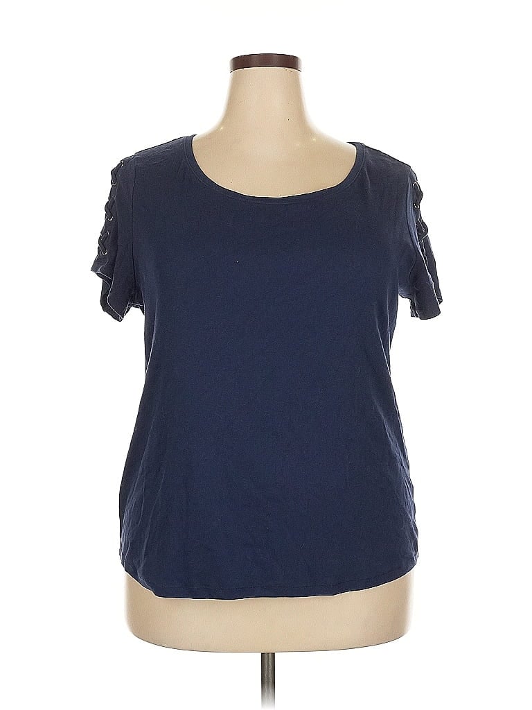 Pre-owned Westport Short Sleeve Top Blue Cold Shoulder Neckline Tops