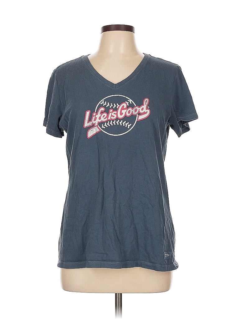 Life Is Good 100% Cotton Blue Short Sleeve T-Shirt Size L - photo 1