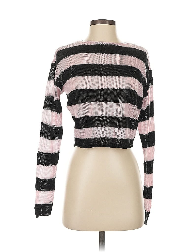 Hot Topic 100% Acrylic Stripes Pink Pullover Sweater Size XS - photo 1