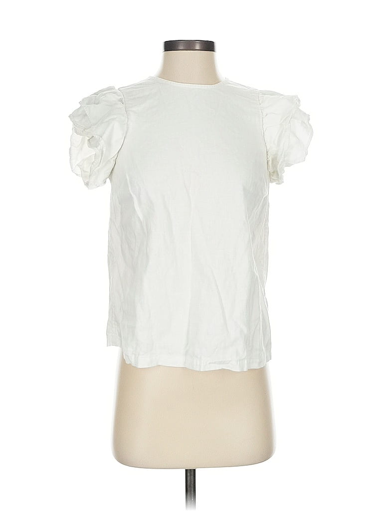 Pre-owned A New Day Short Sleeve Top White Ruffles Neckline Tops