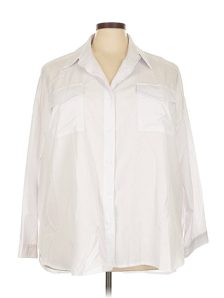 Pre-owned Fashion 3/4 Sleeve Button Down Shirt In White