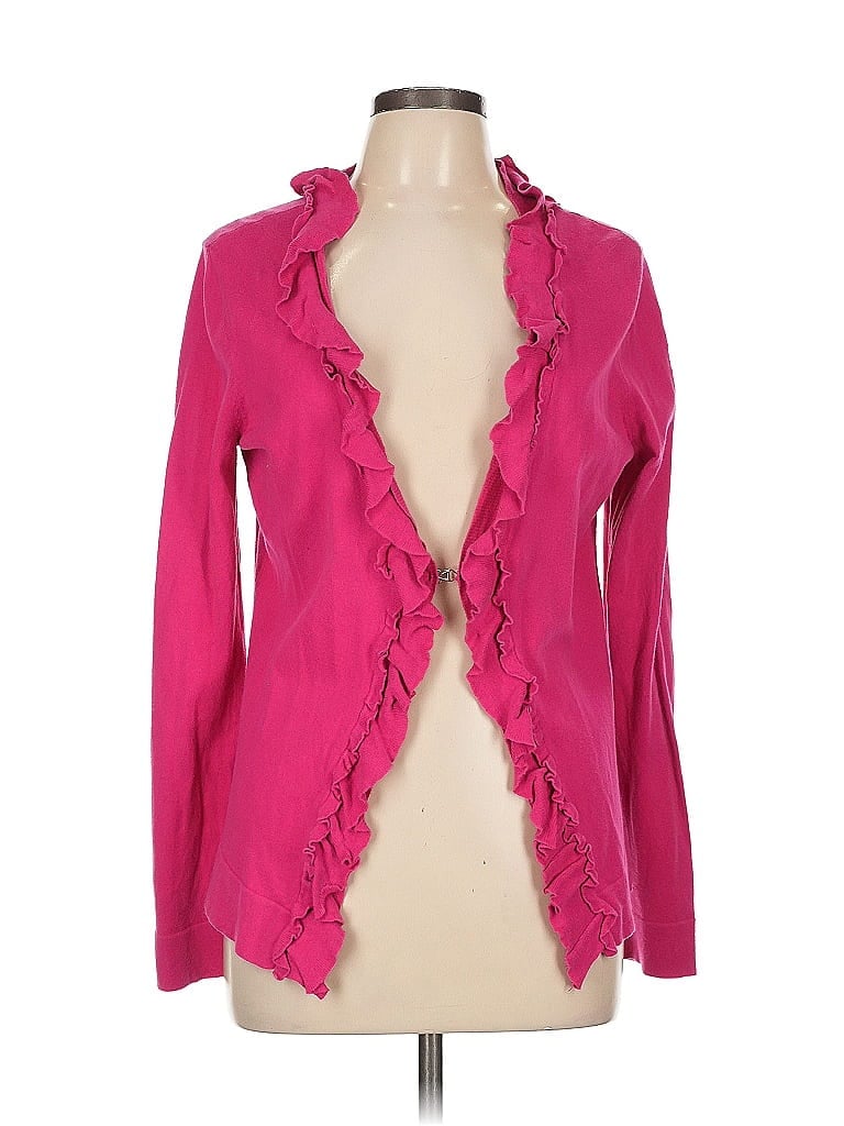 Pre-owned Jones New York Sport Long Sleeve Top Pink Ruffles Neckline Tops