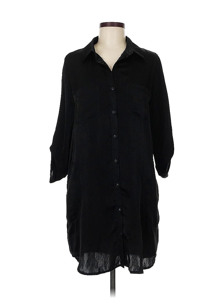 Entro Black 3/4 Sleeve Button-Down Shirt Size M - photo 1