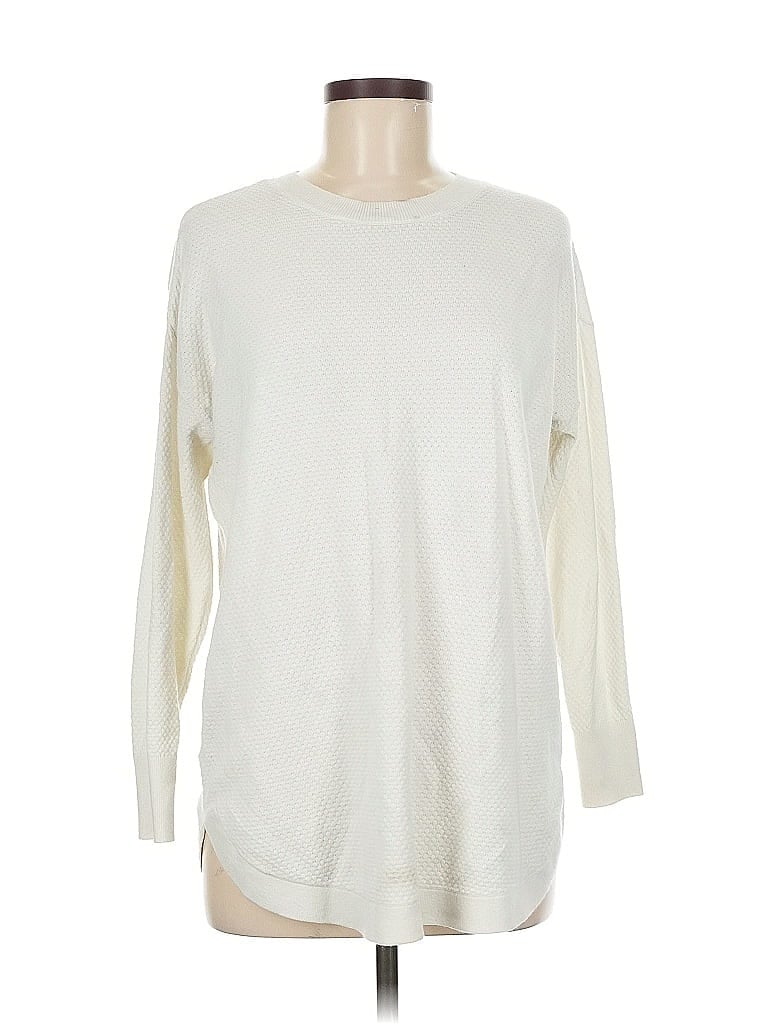 Pre-owned Ann Taylor Loft Long Sleeve T-shirt In White