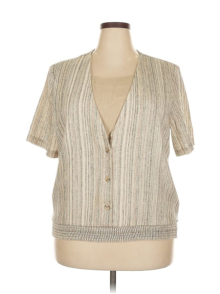 Alfred Dunner Tan Short Sleeve Blouse Size 20 - photo 1