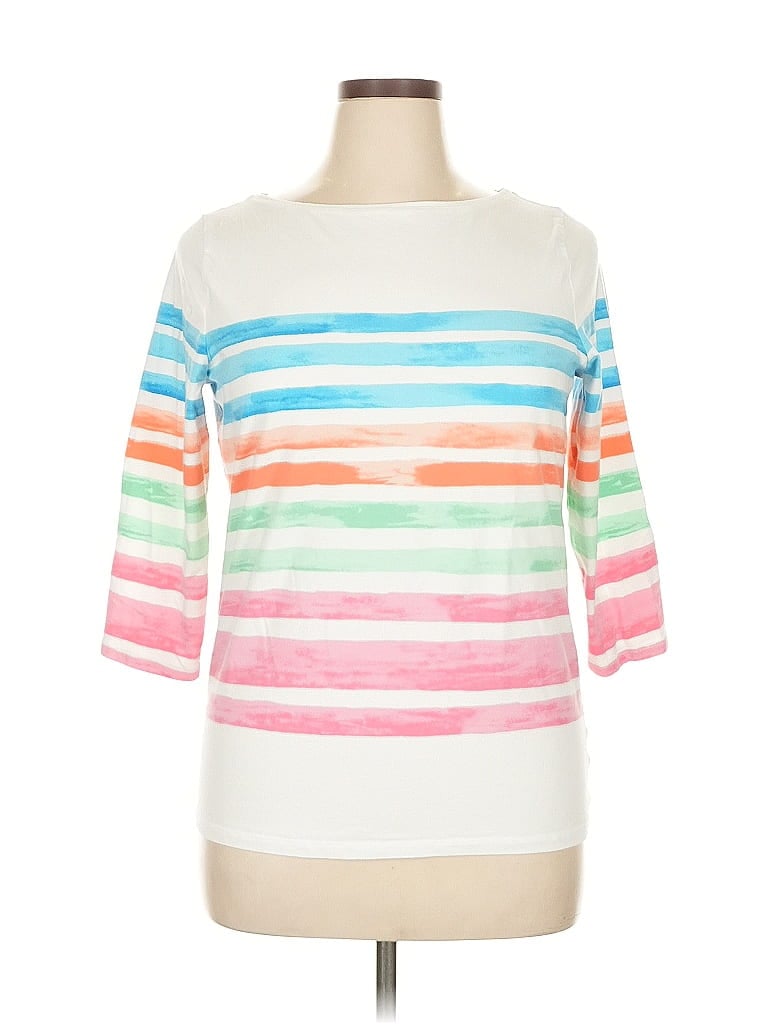 Pre-owned Talbots 3/4 Sleeve T-shirt In White