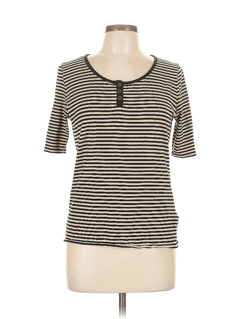 Pre-owned Jones New York Sport Short Sleeve Henley Shirt In Brown