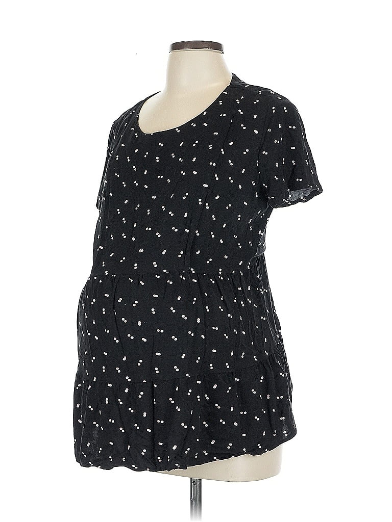 Seraphine 100% Viscose Black Short Sleeve Blouse Size 10 - photo 1