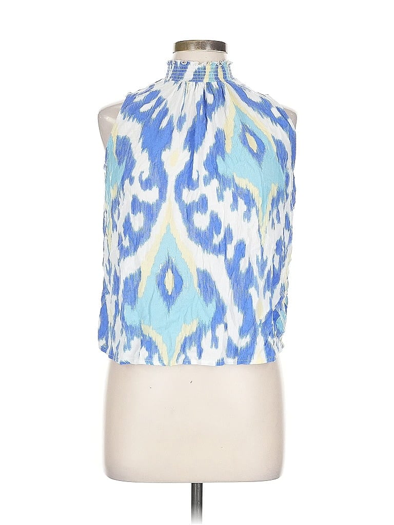 Pre-owned Ella By Rafaella Tank Top Blue Halter Neckline Tops