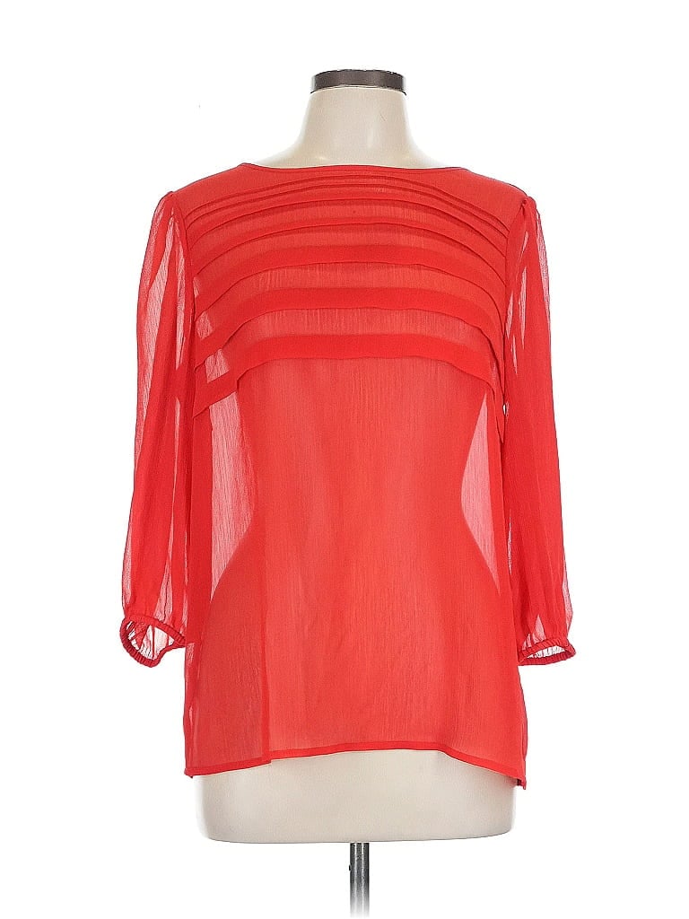 Pre-owned Ann Taylor Loft Outlet 3/4 Sleeve Blouse In Red