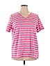 Belle By Kim Gravel 100% Cotton Stripes Pink Short Sleeve T-Shirt Size XL - photo 1