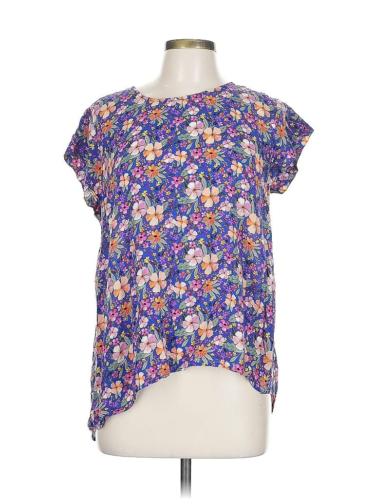 Pre-owned Cynthia Rowley Tjx Short Sleeve Blouse In Purple