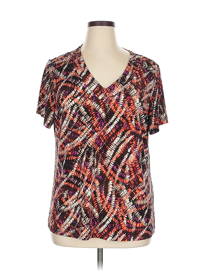 JM Collection Tweed Burgundy Short Sleeve T-Shirt Size 1X - photo 1