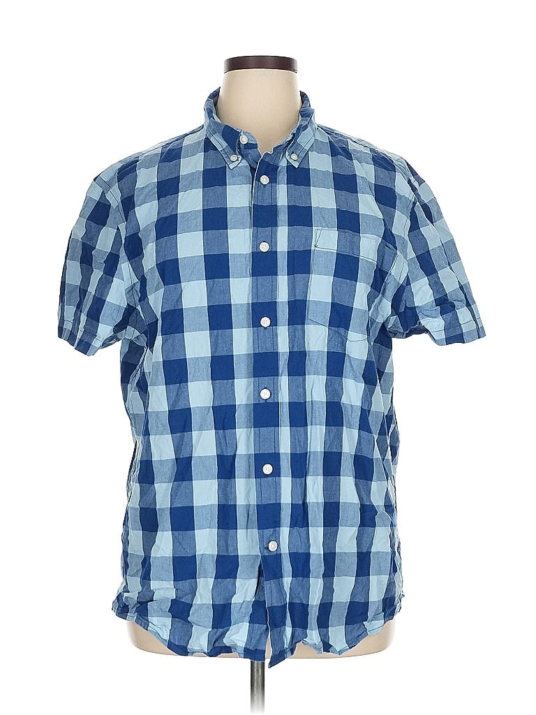 Pre-owned St. John's Bay Short Sleeve Button Down Shirt In Blue