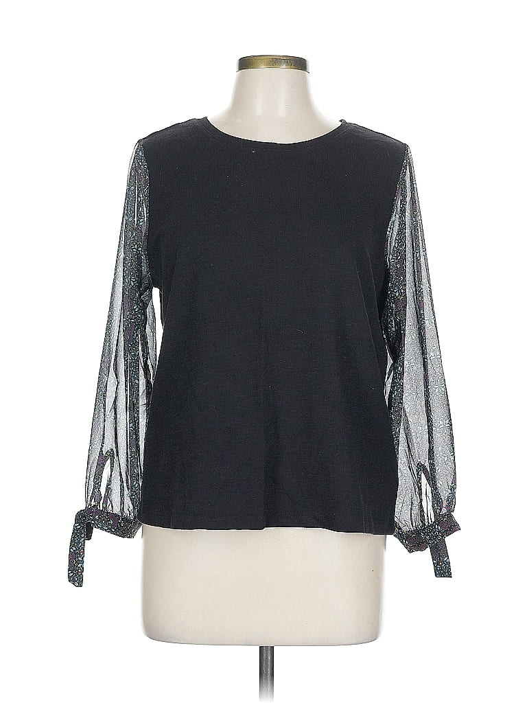 Pre-owned Nicole Miller Long Sleeve Blouse In Black