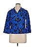 Carlisle 100% Silk Print Blue Silk Blazer Size 14 - photo 1