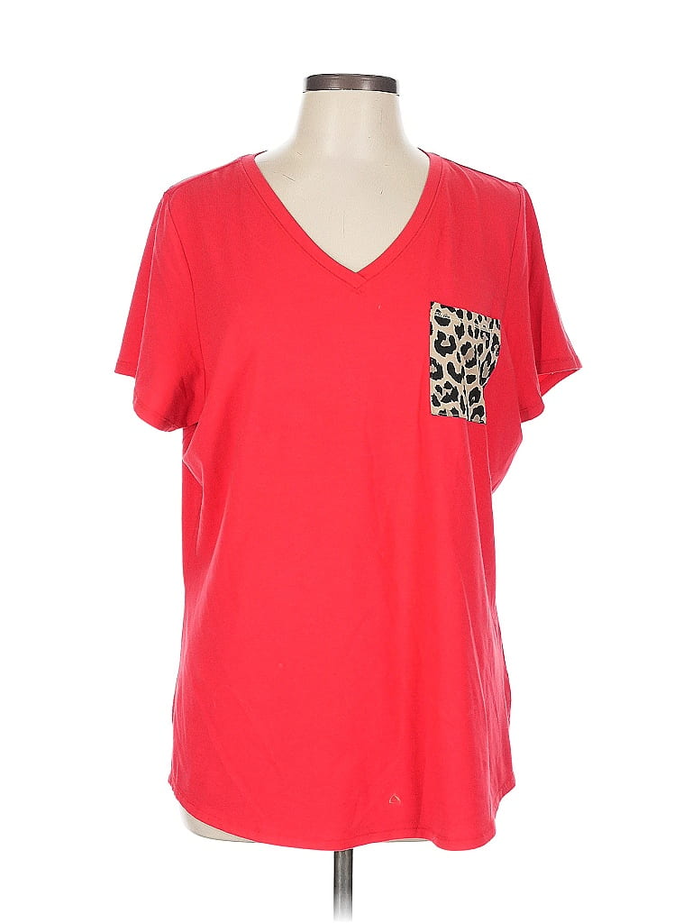 Belle By Kim Gravel Red Short Sleeve T-Shirt Size L - photo 1
