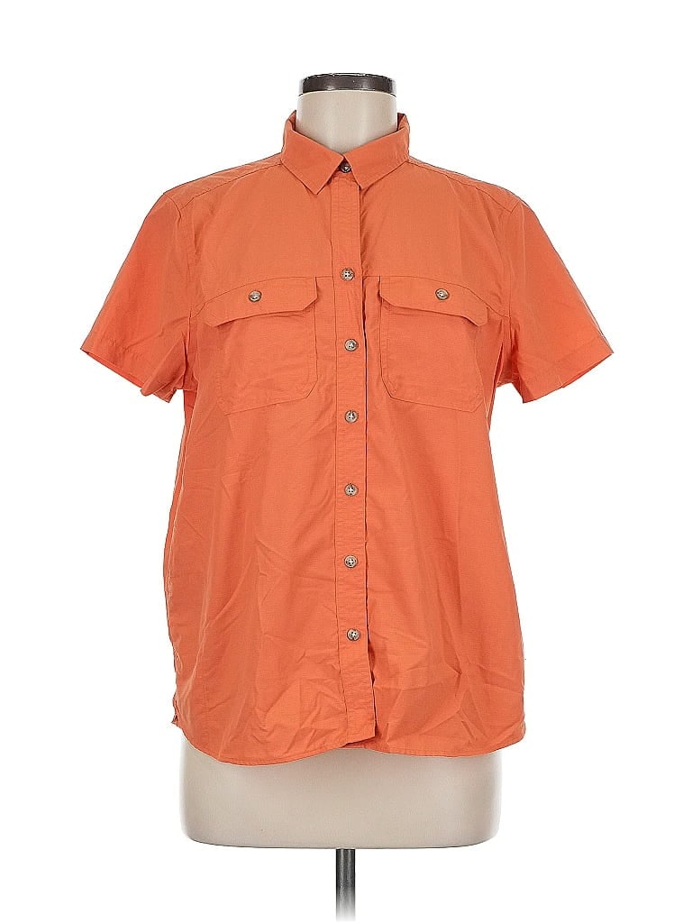 Pre-owned Eddie Bauer Short Sleeve Button Down Shirt In Orange
