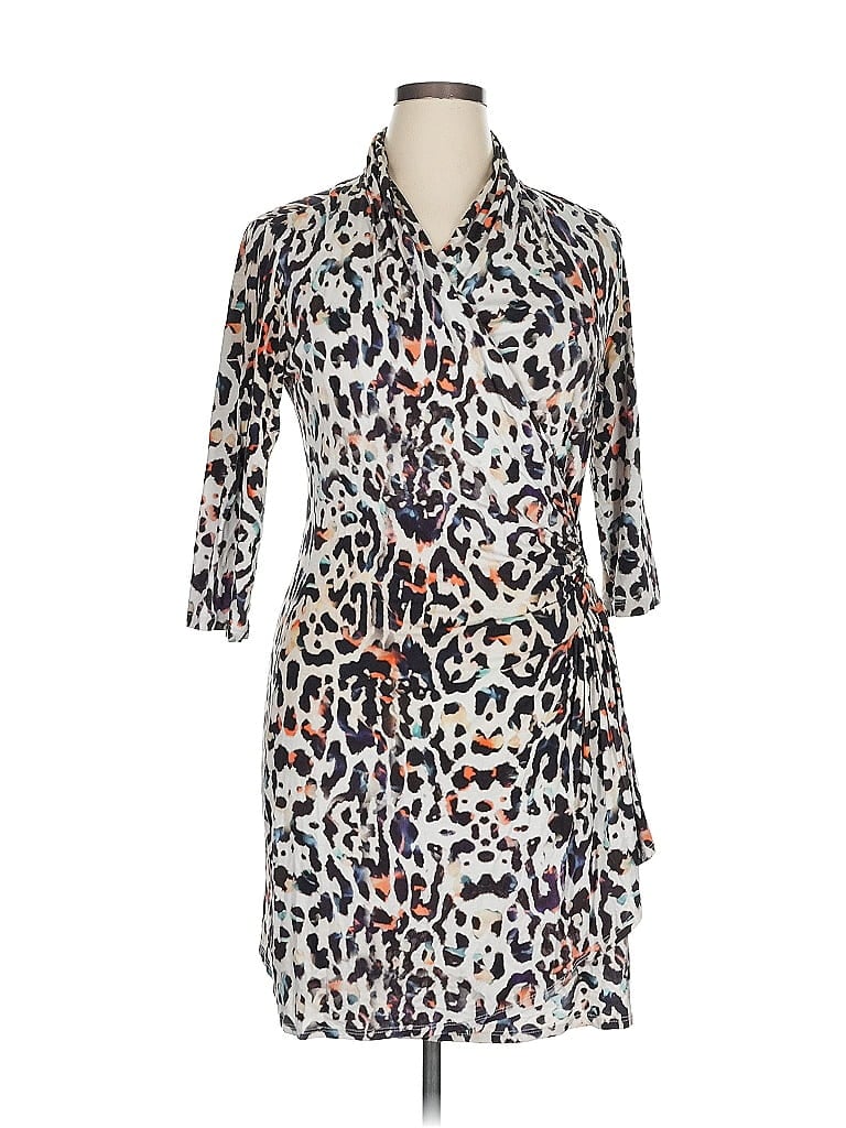 Karen Kane Animal Print Ivory 3/4 Sleeve Button-Down Shirt Size XL - photo 1