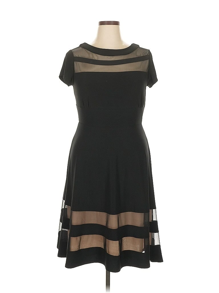 R&M Richards Solid Black Cocktail Dress Size 14 - photo 1
