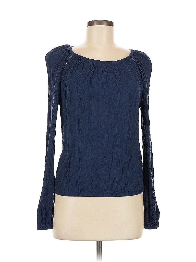 Pre-owned Inc International Concepts Long Sleeve Blouse In Blue