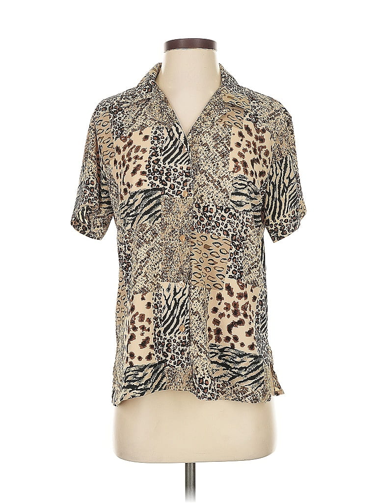 Pre-owned Notations Short Sleeve Blouse In Brown