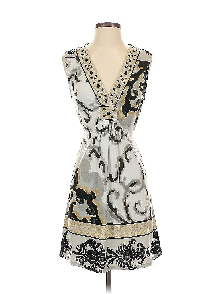 Hale Bob Graphic Gray Cocktail Dress Size S - photo 1