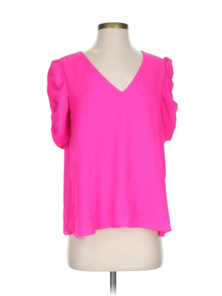 Pre-owned Adrienne Short Sleeve Blouse In Pink