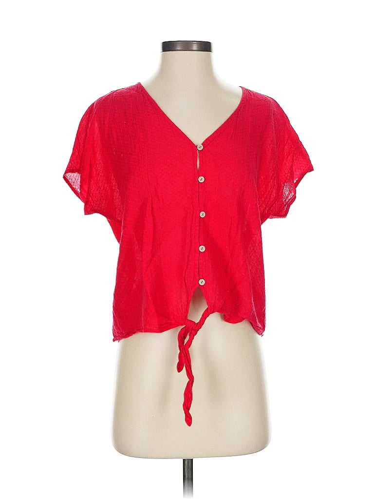 Pre-owned Universal Thread Short Sleeve Blouse In Red