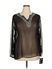 Ny Collection Long Sleeve Silk Top