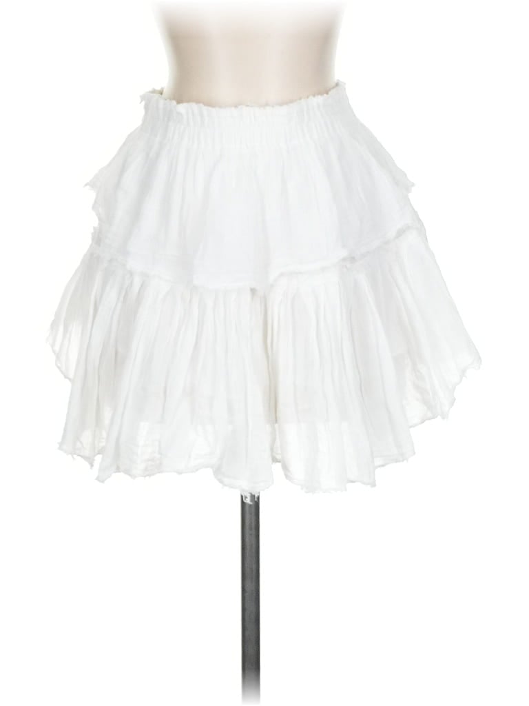 LoveShackFancy 100% Cotton Solid White Casual Skirt Size 1 - photo 1