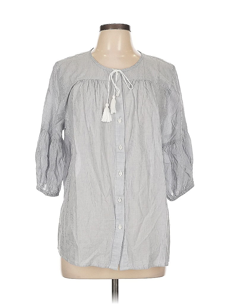 Pre-owned Nydj 3/4 Sleeve Blouse In Gray