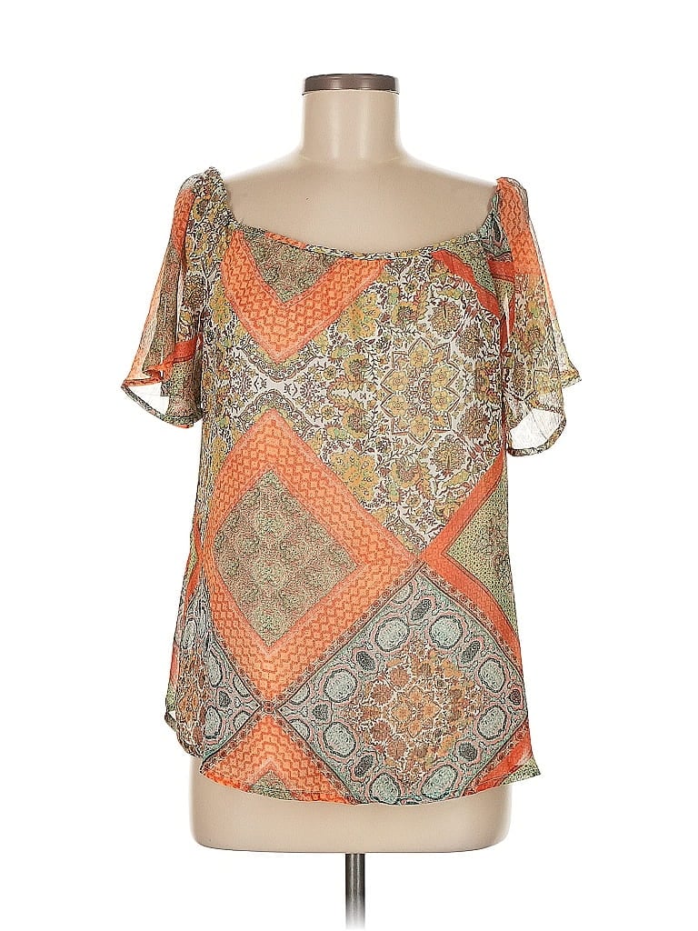 Westport 100% Polyester Orange Short Sleeve Blouse Size M - photo 1