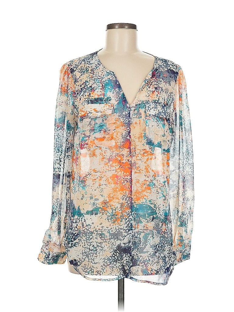 Pre-owned Mossimo Long Sleeve Blouse In Blue