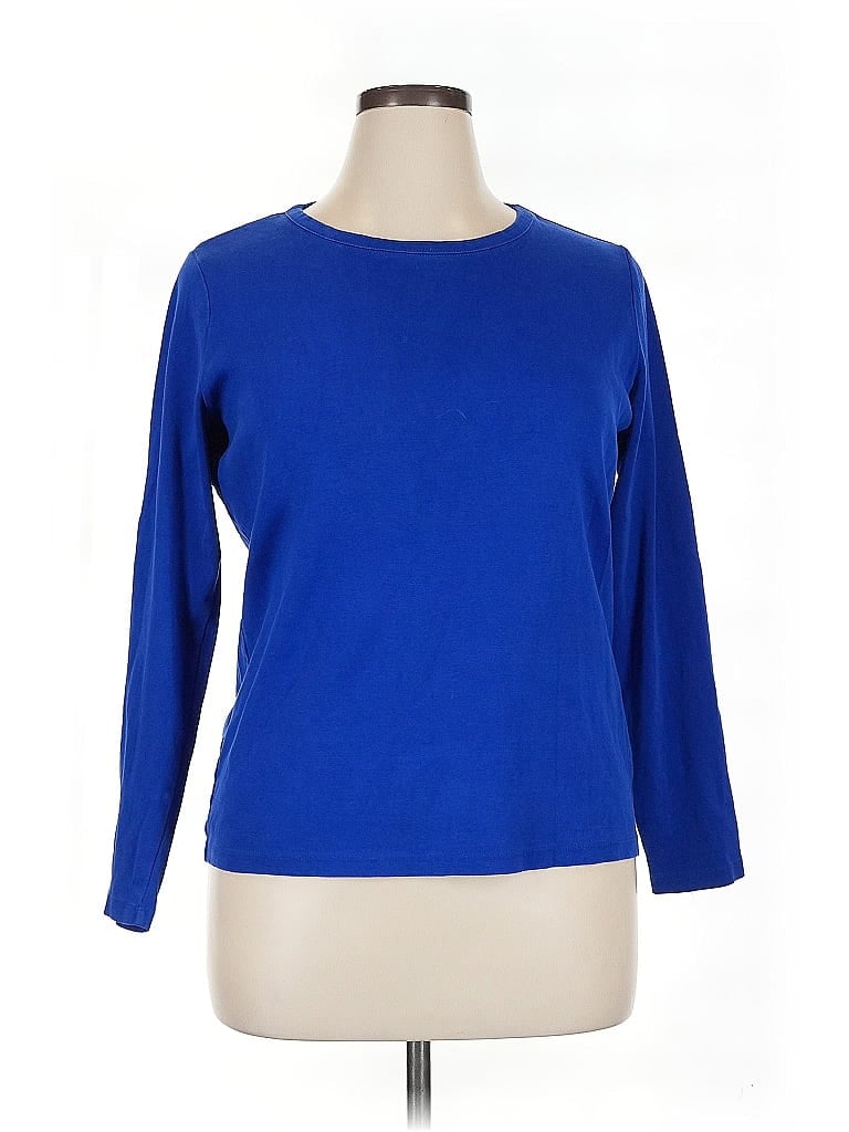 Pre-owned Lands' End 3/4 Sleeve T-shirt In Blue