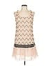 Reiss 100% Silk Chevron-herringbone Tan Cocktail Dress Size 10 - photo 1
